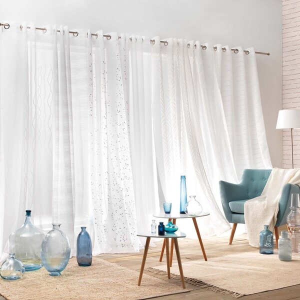 Biela/v striebornej farbe voálová záclona 140x240 cm Floressia – douceur d'intérieur
