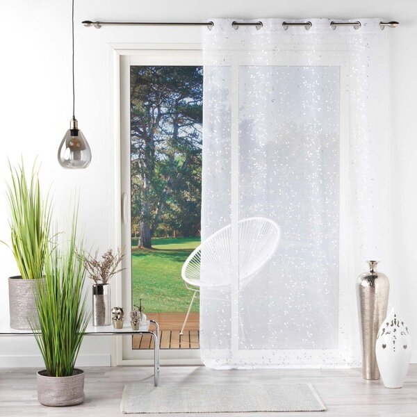 Biela/v striebornej farbe voálová záclona 140x240 cm Floressia – douceur d'intérieur