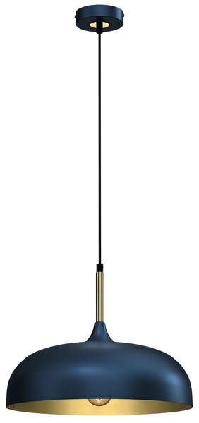 Závesné svietidlo Lincoln, 1x zlaté/tmavomodré kovové tienidlo, (fi 35cm), db/g
