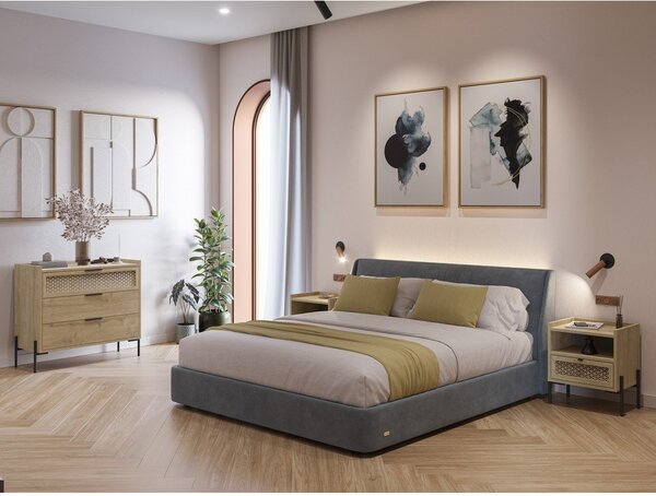 Nízka komoda v dekore duba v prírodnej farbe 90x80 cm Inca – Marckeric