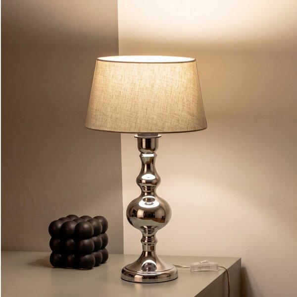 BRILAGI - Stolná lampa CERIA 1xE27/60W/230V priemer 25 cm lesklý chróm/šedá