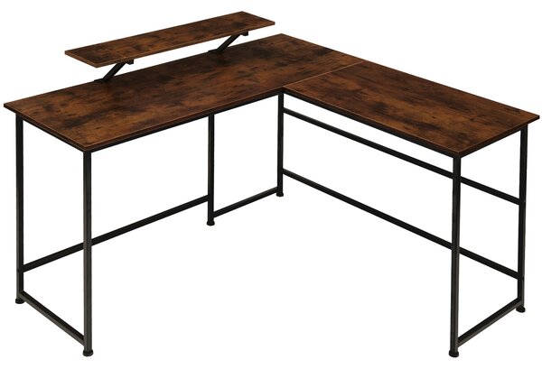 Tectake 404229 písací stôl melrose 140x130x76,5cm - industriálne drevo tmavé, rustikálne