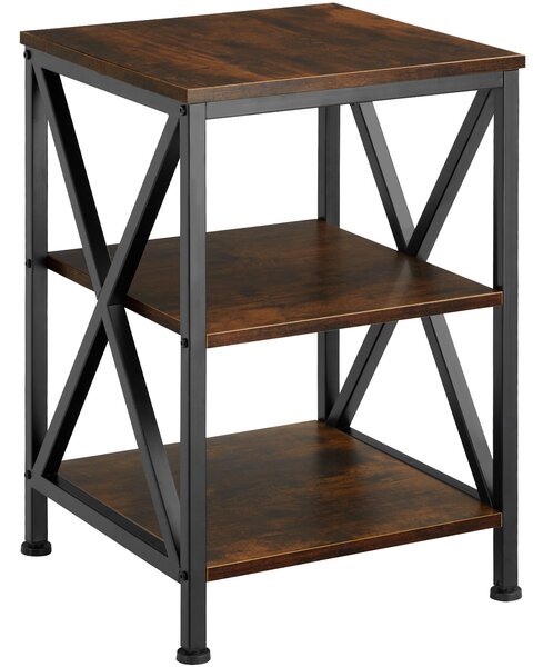 Tectake 404263 odkladací stolík nottingham 40,5x40,5x60,5cm - industriálne drevo tmavé, rustikálne