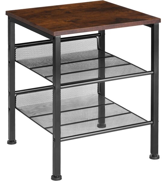 Tectake 404269 odkladací stolík lincoln 40,5x40x50,5cm - industriálne drevo tmavé, rustikálne
