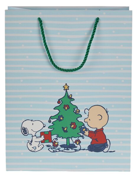 PEANUTS Darčeková taška veľká Snoopy a stromček - sv. modrá