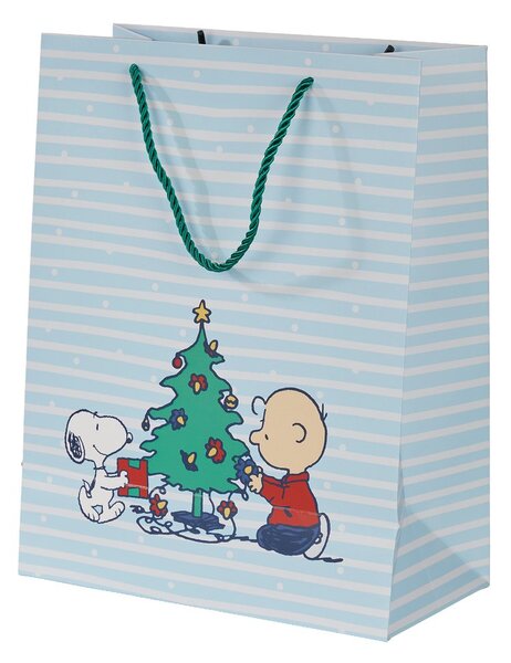 PEANUTS Darčeková taška veľká Snoopy a stromček - sv. modrá