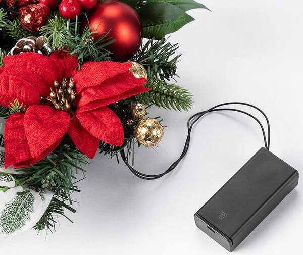 Vianočná dekorácia na stôl POINSETTIA s LED osvetlením, 50 cm