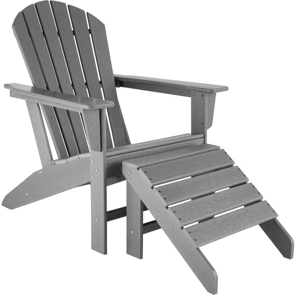 Tectake 404609 záhradná stolička s podnožkou - svetlo šedá