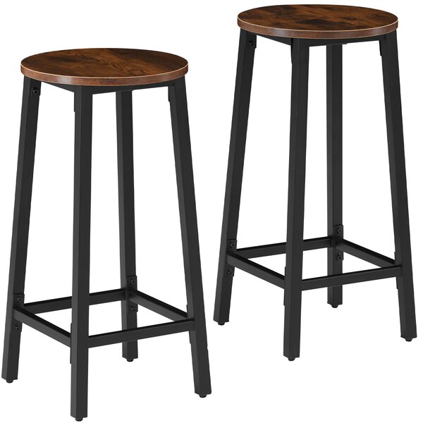 Tectake 404332 2 barové stoličky corby - industriálne drevo tmavé, rustikálne