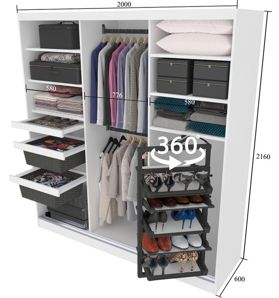 Šatníková skriňa SERENITY 200 cm šedý mat MT