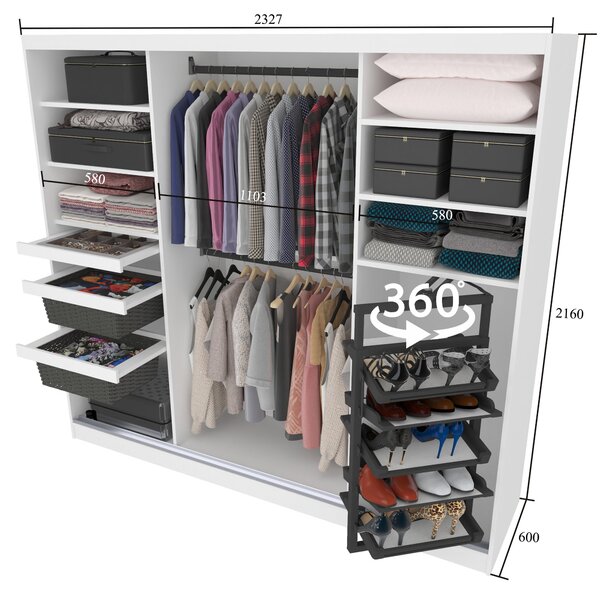 Šatníková skriňa SERENITY 232 cm dub wotan mat MBP