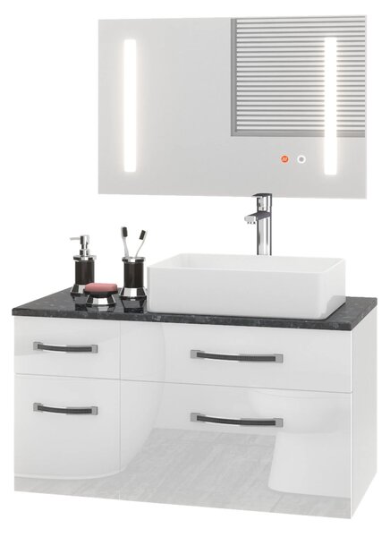 Kúpeľňový nábytok Euphoria EUP P 90L/0/W/W/0/BK/MB
