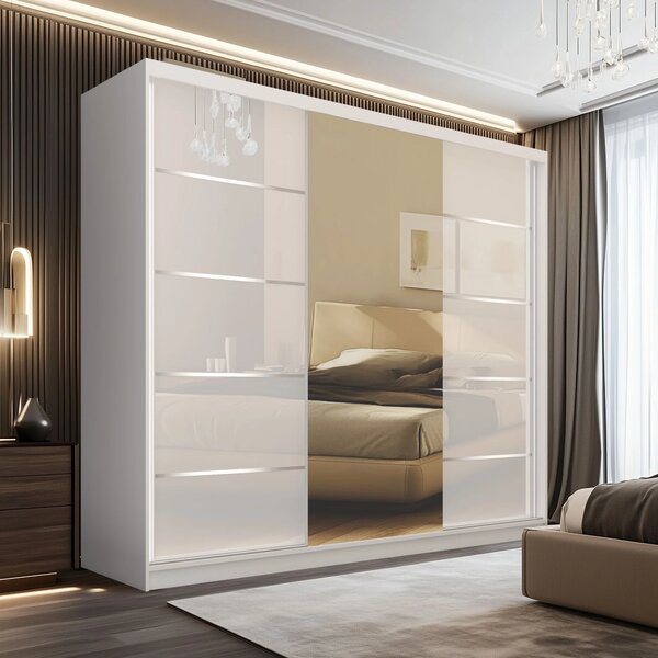 Šatníková skriňa SERENITY 232 cm biely lesk MGB