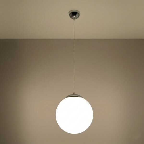 Sollux SL.0264 - Luster na lanku UGO 1xE27/15W/230V priemer 30 cm biela/lesklý chróm