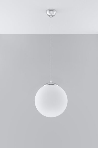 Sollux SL.0264 - Luster na lanku UGO 1xE27/15W/230V priemer 30 cm biela/lesklý chróm