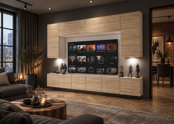 Obývacia stena 300 cm TV/RTV dubová dub sonoma IMP