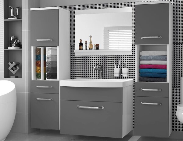 Kúpeľňový nábytok skrinky s umývadlom a zrkadlom sivá antracit grafit ROD PRIMO M 6/0/W/SR/0/ZINC