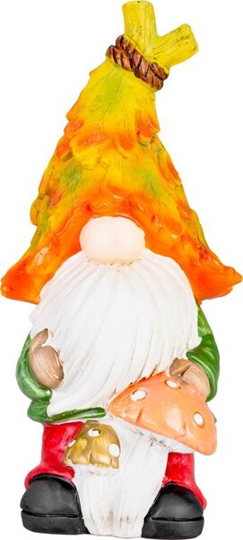 Dekorácia MagicHome Nature, Trpaslík s hubami, polyresin, 10x8x19,3 cm