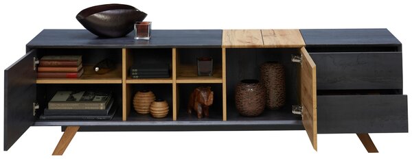 NÍZKA KOMODA, farba duba, tmavosivá, 180/55/40 cm Carryhome - TV nábytok