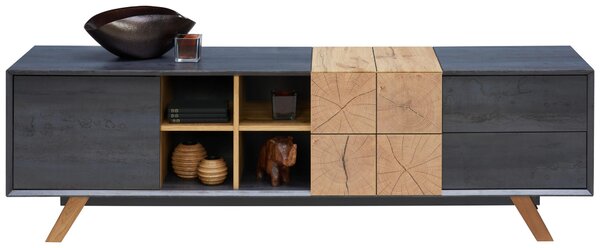 NÍZKA KOMODA, farba duba, tmavosivá, 180/55/40 cm Carryhome - TV nábytok