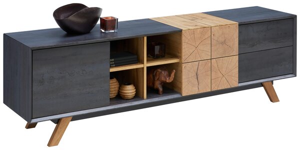 NÍZKA KOMODA, farba duba, tmavosivá, 180/55/40 cm Carryhome - TV nábytok