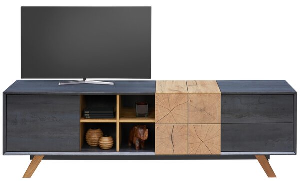 NÍZKA KOMODA, farba duba, tmavosivá, 180/55/40 cm Carryhome - TV nábytok