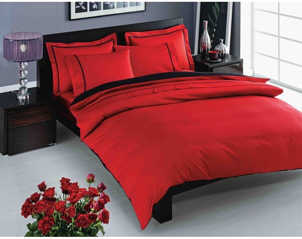Obliečky s plachtou TAC Premium Satin Red, 200 × 220 cm