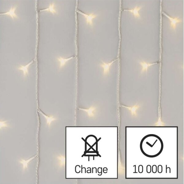 LED vonkajšia svetelná reťaz 300 LED / 8 režimov, 10 m, IP44, teplá biela + diaľkové ovládanie