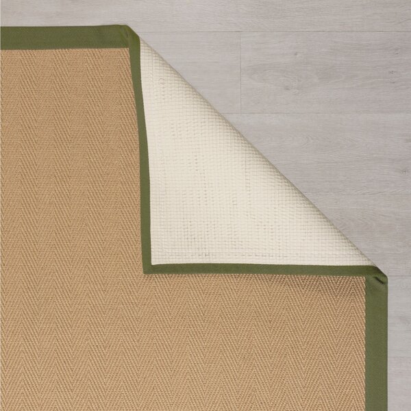 Flair Rugs , Behúň Herringbone Border Kira Green, 60x230, béžová, chodba / predsieň