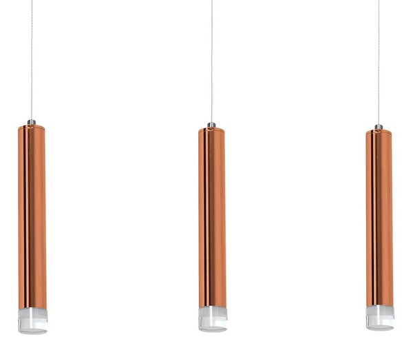 Závesné svietidlo Copper, 3x medené kovové tienidlo, c