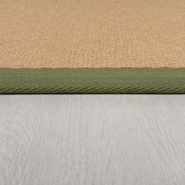 Flair Rugs , Behúň Herringbone Border Kira Green, 60x230, béžová, chodba / predsieň