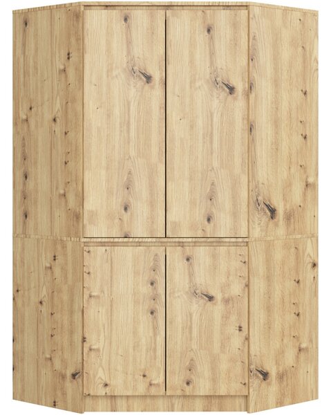 Rohová šatníková skriňa S100 4D CLP - dub artisan