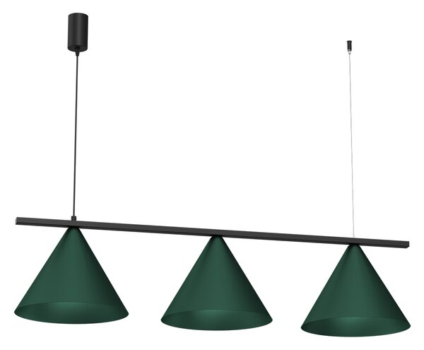Závesné svietidlo Capital, 3x zelené kovové tienidlo, (fi 30cm), gr