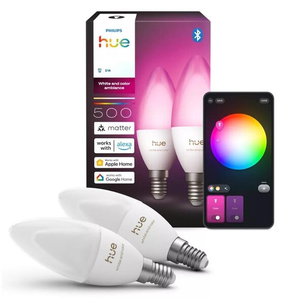 SADA 2x LED RGBW stmievateľná žiarovka Philips Hue WACA B39 E14/3,7W/230V 1000-20000K