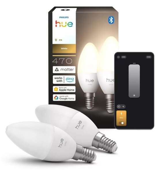 SADA 2x stmievateľná LED žiarovka Philips Hue WHITE B39 E14/3,9W/230V 2700K