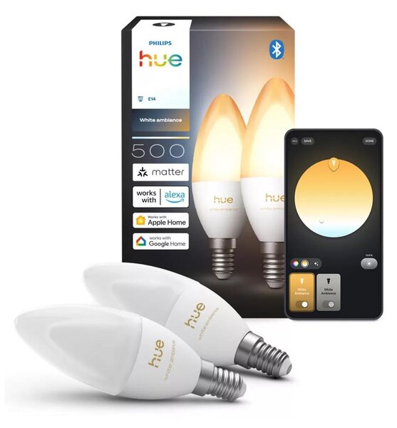 Súprava 2 ks stmievateľných LED žiaroviek Philips Hue WA B39 E14/3,7W/230V 1000-20000K