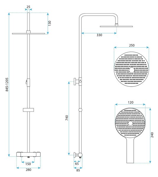 Rea Drop, sprchová sada s termostatom, medená matná, REA-P9670