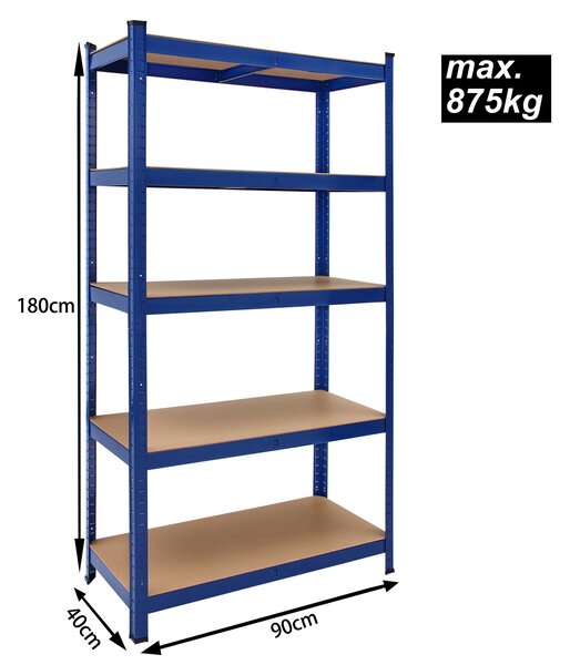 Regál 180x90x40 cm - modrý