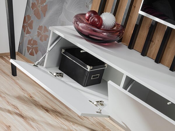 NovýNábytok.sk Obývacia stena Vertic (dub artisan + perla gray) (s LED osvetlením). Akcia -20%. Vlastná spoľahlivá doprava až k Vám domov. 1097586