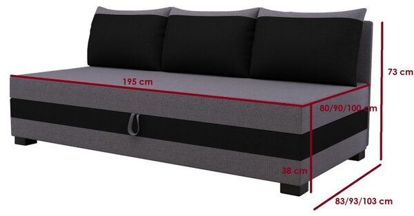 Jednolôžková čalúnená posteľ 90x195 MIRRY BIZ 2 - modro šedá / čierna
