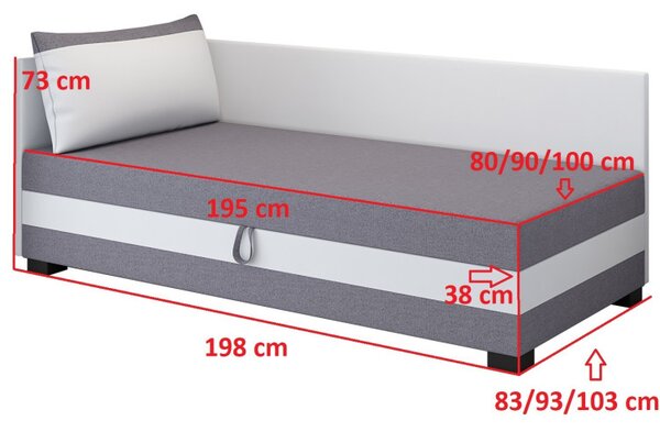 Jednolôžková čalúnená posteľ 100x195 MIRRY PLUS 1 - šedá / biela