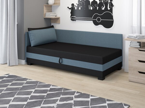 Jednolôžková čalúnená posteľ 80x195 MIRRY PLUS 1 - čierna / modro šedá