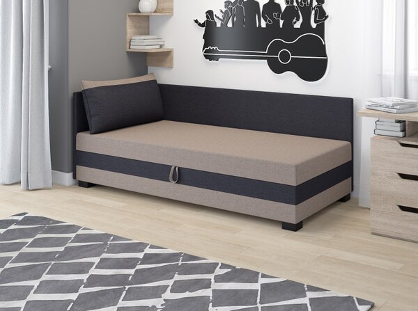 Jednolôžková čalúnená posteľ 80x195 MIRRY PLUS 1 - svetlá hnedá / čierna