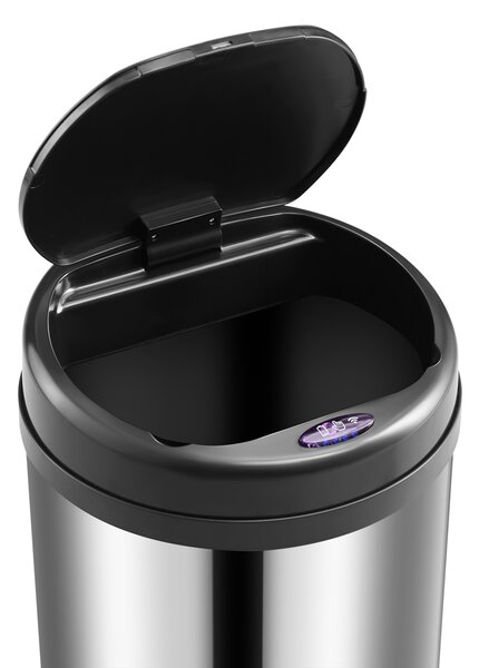 Bezdotykový odpadkový kôš s USB 40 L - strieborný