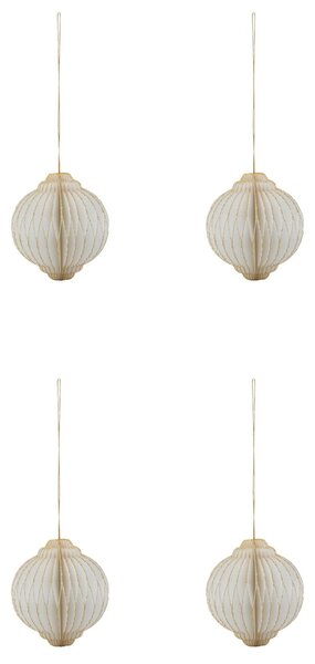 Vianočné ozdoby z papiera Alsta Off-white Ø 8 cm – set 4 ks