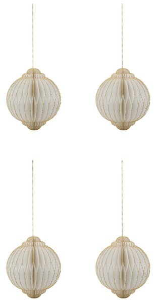 Papierové vianočné ozdoby Alsta Off-white Ø 10 cm – set 4 ks