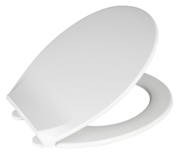 Biele WC sedadlo s jednoduchým zatváraním Wenko Kos, 44 × 37,5 cm