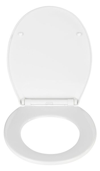 Biele WC sedadlo s jednoduchým zatváraním Wenko Kos, 44 × 37,5 cm