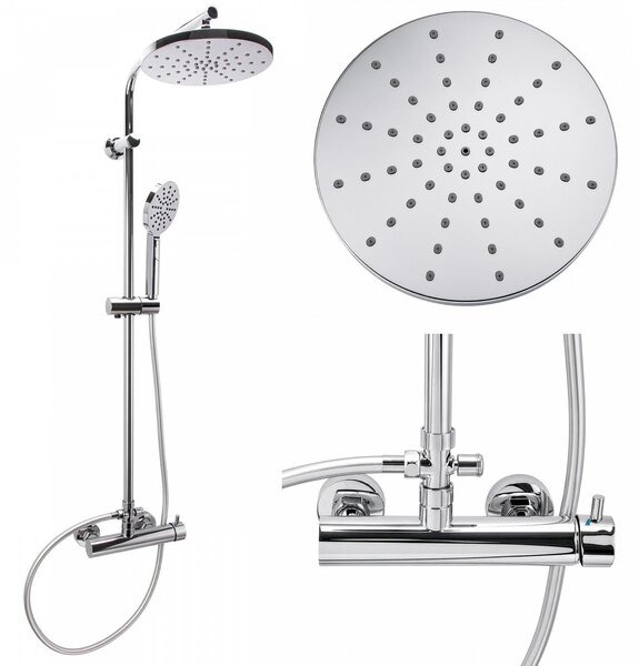 Erga Dubaj, sprchový set s batériou a hlavovou sprchou 23 cm, chrómová, ERG-YKA-BP.DUBAJ23-CHR