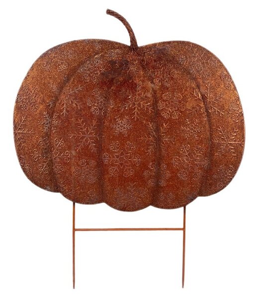 Rustikálny záhradný hrdzavý zápich tekvice Pumpkin Rust - 77*3*93 cm - Clayre & Eef